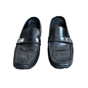 LV Louis Vuitton Black Leather Buckle Slip On Loafer Shoes  Mens Size 6.5M